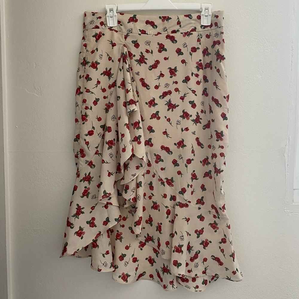 Floral Frill Midi Skirt